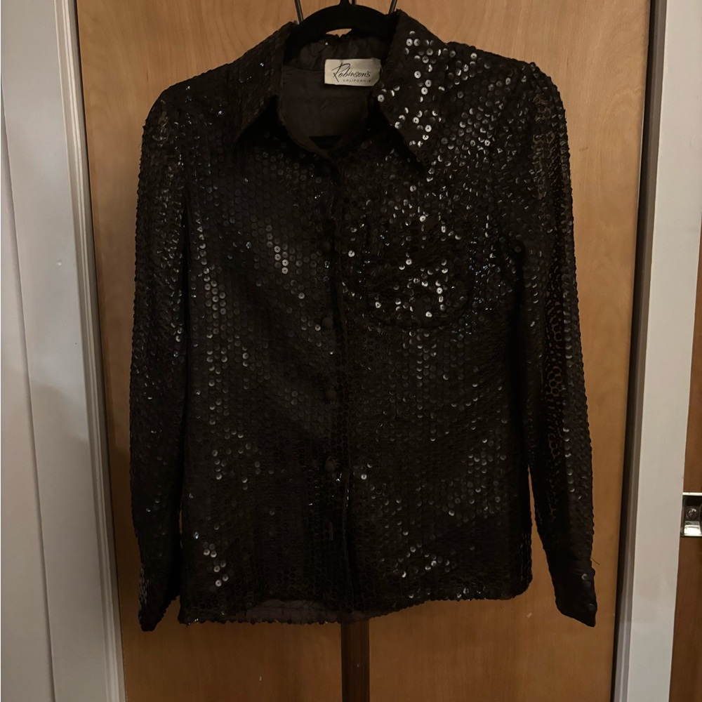 Vintage Sequin Black Women's Top